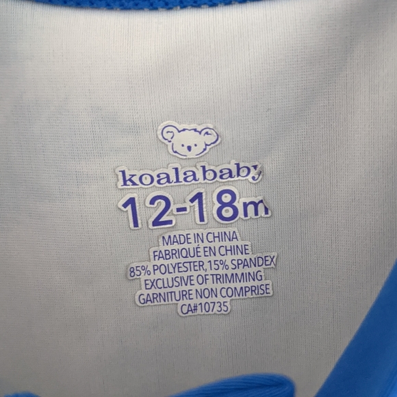 Blue palm tree print one piece rashguard swimsuit - Picture 2 of 2